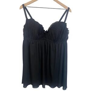 torrid Black Lace & Mesh Babydoll Chemise Nightie Padded Cups Sz 4X Underwired